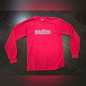 Eagles Red Long Sleeve Comfort Crewneck Gildan Tee Small